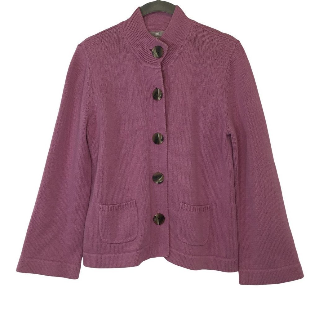 J Jill Cardigan Sweater Jacket Size XS Button-Up Orchid Lavender Pockets Collar - Picture 7 of 9